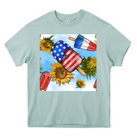 Arona 4th of july sunflowers ice cream seamless pattern Heavy Core Tee - BundleAndBundleShop