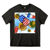4th Of July Sunflowers Ice Cream Seamless Pattern Heavy Core Tee | Teevron