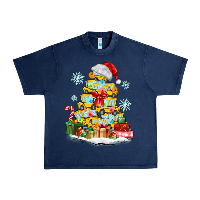 Christmas Tree With School Bus Urban Heavy Tee by MaliasSmallBusiness | Teevron