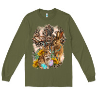 Army Green Western Rabbit with Crosses Long Sleeve Tee - LillyAllenDesigns