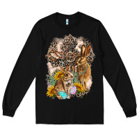 Black Western Rabbit with Crosses Long Sleeve Tee - LillyAllenDesigns
