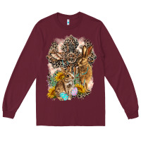 Burgundy Western Rabbit with Crosses Long Sleeve Tee - LillyAllenDesigns