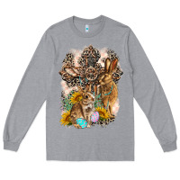 Heather Grey Western Rabbit with Crosses Long Sleeve Tee - LillyAllenDesigns