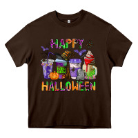 Chocolate Brown happy halloween coffee cups Heavy Core Tee - AdoDesignShop