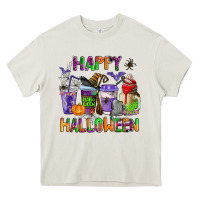 Cream happy halloween coffee cups Heavy Core Tee - AdoDesignShop