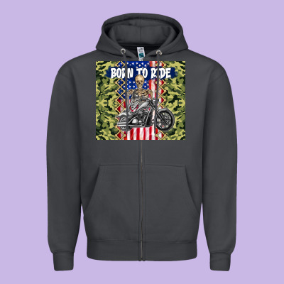 Born To Ride Zipper Hoodie Designed By Tumblerdesignbyshophia