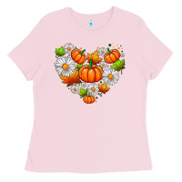 Bubblegum Pink pumpkin and daisies Ladies Tee - AdoDesignShop