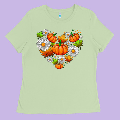 Pumpkin And Daisies Ladies Tee Designed By Adodesignshop