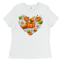 White pumpkin and daisies Ladies Tee - AdoDesignShop