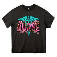 Asphalt floral nurse Heavy Core Tee - AdoDesignShop