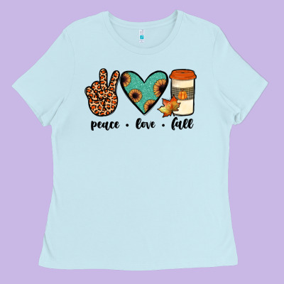 Peace Love Fall Ladies Tee Designed By Jahusdesignshop