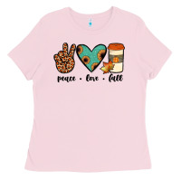 Bubblegum Pink peace love fall Ladies Tee - JahusDesignShop