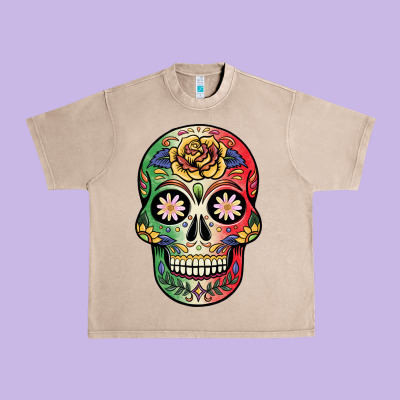 Mexican Skull Urban Heavy Tee Designed By Jahusdesignshop
