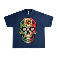 Navy mexican skull Urban Heavy Tee - JahusDesignShop