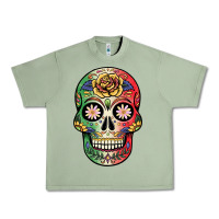 Oil Green mexican skull Urban Heavy Tee - JahusDesignShop