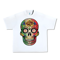White mexican skull Urban Heavy Tee - JahusDesignShop