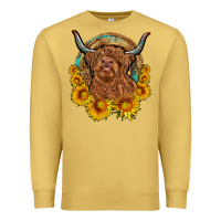 Antique Gold cow sunflower leopard Premium Sweatshirt - OliviaCreatesArt