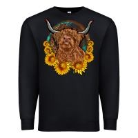 Black cow sunflower leopard Premium Sweatshirt - OliviaCreatesArt