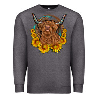 Charcoal Heather cow sunflower leopard Premium Sweatshirt - OliviaCreatesArt