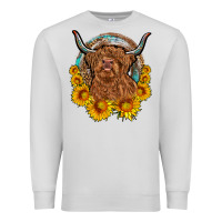 Dove Grey cow sunflower leopard Premium Sweatshirt - OliviaCreatesArt