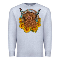 Heather Grey cow sunflower leopard Premium Sweatshirt - OliviaCreatesArt