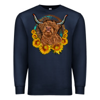 Navy cow sunflower leopard Premium Sweatshirt - OliviaCreatesArt
