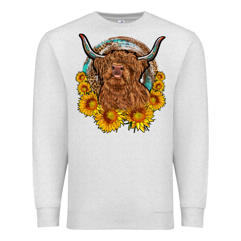 Cow Sunflower Leopard Premium Sweatshirt by OliviaCreatesArt | Teevron