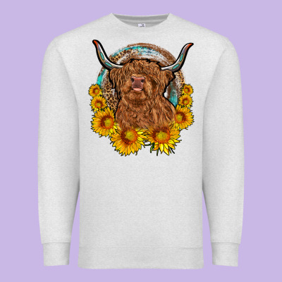 Cow Sunflower Leopard Premium Sweatshirt Designed By Oliviacreatesart