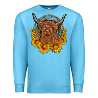 Ocean Blue cow sunflower leopard Premium Sweatshirt - OliviaCreatesArt