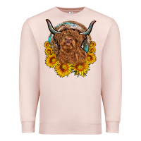 Pale Pink cow sunflower leopard Premium Sweatshirt - OliviaCreatesArt