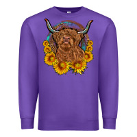 Purple cow sunflower leopard Premium Sweatshirt - OliviaCreatesArt