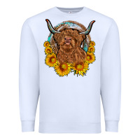 White cow sunflower leopard Premium Sweatshirt - OliviaCreatesArt