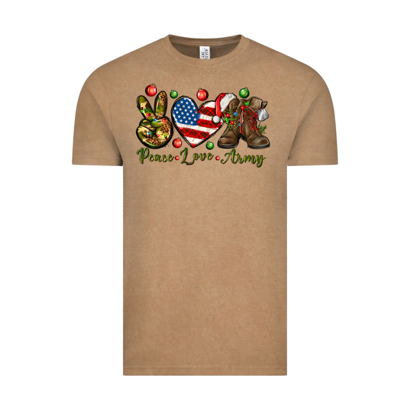 Peace Love Army Christmas Vintage Tee by NancyCooperArtShop | Teevron