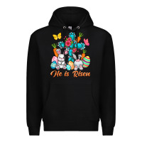 Black He is risen with Cross Easter Day Premium Hoodie - HowdyJamesFarm