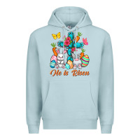 Blue Mist He is risen with Cross Easter Day Premium Hoodie - HowdyJamesFarm