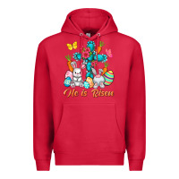 Cardinal He is risen with Cross Easter Day Premium Hoodie - HowdyJamesFarm