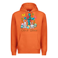 Carrot He is risen with Cross Easter Day Premium Hoodie - HowdyJamesFarm