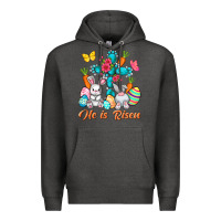 Charcoal Heather He is risen with Cross Easter Day Premium Hoodie - HowdyJamesFarm