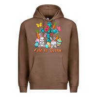 Chestnut He is risen with Cross Easter Day Premium Hoodie - HowdyJamesFarm