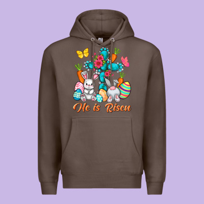 He Is Risen With Cross Easter Day Premium Hoodie Designed By Howdyjamesfarm