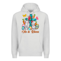 Dove Grey He is risen with Cross Easter Day Premium Hoodie - HowdyJamesFarm