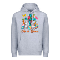 Heather Grey He is risen with Cross Easter Day Premium Hoodie - HowdyJamesFarm