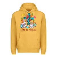Mustard He is risen with Cross Easter Day Premium Hoodie - HowdyJamesFarm