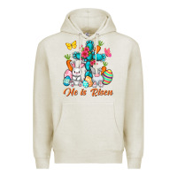 Oatmeal Heather He is risen with Cross Easter Day Premium Hoodie - HowdyJamesFarm