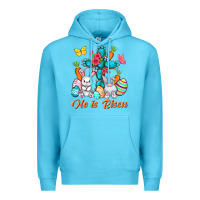 Ocean Blue He is risen with Cross Easter Day Premium Hoodie - HowdyJamesFarm