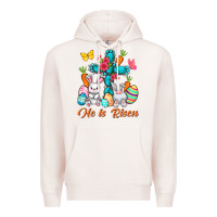 Pale Pink He is risen with Cross Easter Day Premium Hoodie - HowdyJamesFarm