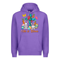 Purple He is risen with Cross Easter Day Premium Hoodie - HowdyJamesFarm