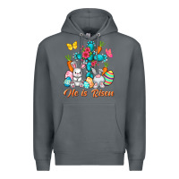 Rock He is risen with Cross Easter Day Premium Hoodie - HowdyJamesFarm