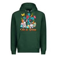 Sports Green He is risen with Cross Easter Day Premium Hoodie - HowdyJamesFarm