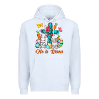 White He is risen with Cross Easter Day Premium Hoodie - HowdyJamesFarm